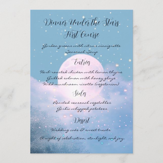 Menú Colección de bodas atmosféricas Moonlight Shimmer (Anverso)
