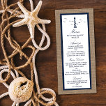Menú Colección de Bodas Burlap del faro náutico<br><div class="desc">Celebre con estilo con estas elegantes y muy modernas tarjetas de menú boda. Este diseño es fácil de personalizar con la redacción de su evento especial y sus invitados estarán encantados cuando vean estos fabulosos menús.</div>