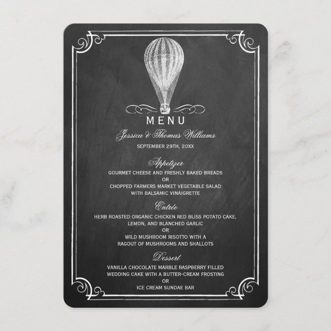 Menú Colección de Bodas de globos aerostáticos (Anverso)