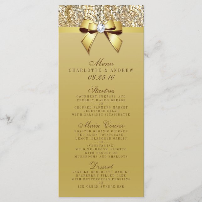 Menú Colección de Bodas de la secuencia de oro (Anverso)