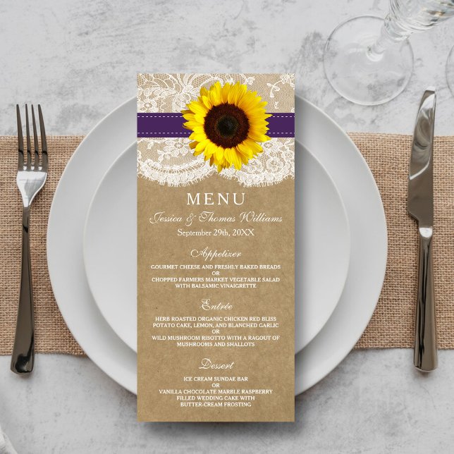 Menú Colección Kraft, Lace & Sunflower - Púrpura (Subido por el creador)