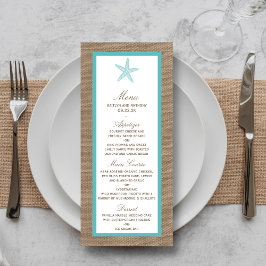 Menú Colección Turquoise Starfish Burlap Beach Wedding
