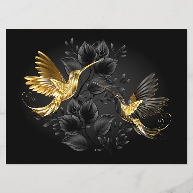 Menú Colibrí negro y dorado (Anverso)