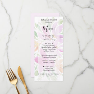 Menú Color de agua floral de Rubor artístico pintado a 