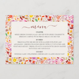 Menú Colores de agua vibrantes Boda de las flores de tu