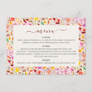 Menú Colores de agua vibrantes Boda de las flores de tu