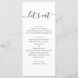 Menú Comamos. Boda de guiones simples en blanco y negro