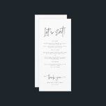 Menú Comamos caligrafía sincera moderna Boda<br><div class="desc">Donde los sueños se encuentran con elegancia Eleva tu día especial con nuestro encantador conjunto de papelería, meticulosamente diseñado para infundir a tu boda con brillo y gracia. Desde delicadas invitaciones a exquisitas tarjetas de visita, esta colección es una sinfonía de caligrafía intrincada y diseño atemporal. Crea una celebración que...</div>