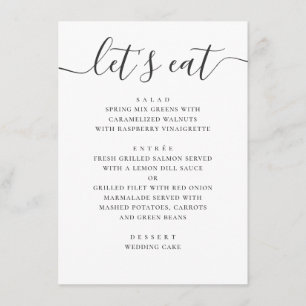 Menú Comamos. Guión boda moderno en blanco y negro