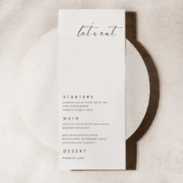 Menú Comamos la moderna carta de Bodas Minimalistas