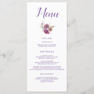 Menú Comedor de Boda morado floral