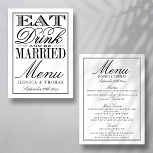 Menú Comer, beber y casarse Boda negro/blanco moderno