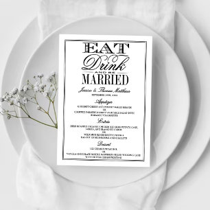 Menú Comer, beber y casarse Boda negro/blanco moderno