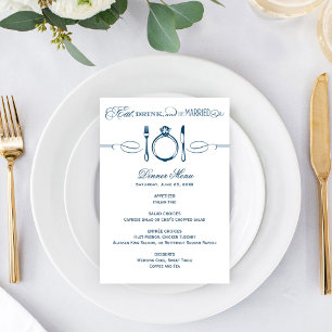 Menú Comer Beber y Estar Casado Cena de Boda Azul Marin