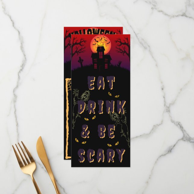 Menú Comer, beber y tener miedo Halloween (Anverso/Reverso In Situ)