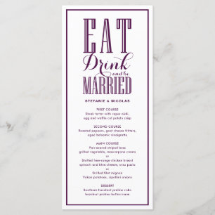 Menú Comer morado, beber y casarse Boda