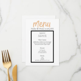 Menú Comida Boda simple y personalizada con clase minim