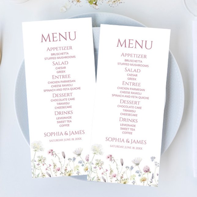 Menú Comida de boda de jardín floral de flores silvestr (Subido por el creador)