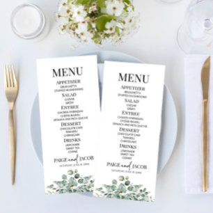 Menú Comida de Boda Jardín Botánico de Eucalipto Verde