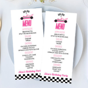Menú Comida de fiesta de cumpleaños para autos de raza