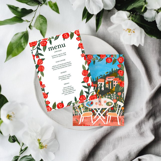 Menú Comida en el campo personalizada con arte de una v (CUSTOM Countryside Meal with a View Italy France Brunch Lunch Wedding Engagement Bridal Art Menu
)