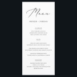 Menú Comida simple y elegante Boda de guiones Boda<br><div class="desc">La elegante carta de Boda de Sencillo Boda de Script,  con un sofisticado diseño en blanco y negro,  le da un toque de elegancia a la cocina.</div>