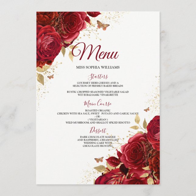 Menú Compromiso de los Bodas de las rosas rojas de Borg (Anverso)