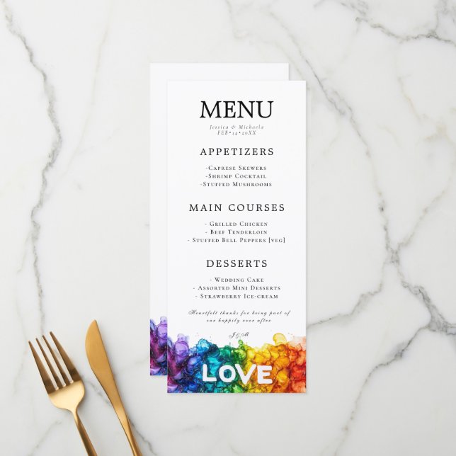 Menú 🌈 + Con un texto encantador LGBTQ pintado con amo (Anverso/Reverso In Situ)