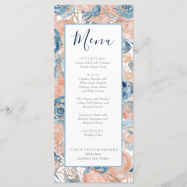 Menú Concha náutica Boda y Rosas (Anverso)