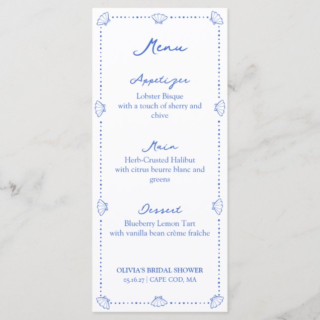 Menú Conchas marinas y campanas de boda: Desayuno de no (Anverso)