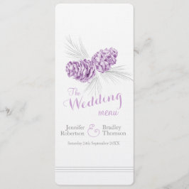 Menú Cones morado gris de la cena de boda de invierno m