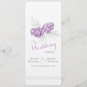Menú Cones morado gris de la cena de boda de invierno m