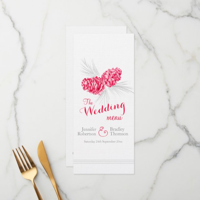 Menú Cones rojo gris gris de la cena de la boda (Anverso/Reverso In Situ)