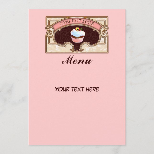 Menú Confecciones de tarta Rótulo Estilo de época (Anverso)