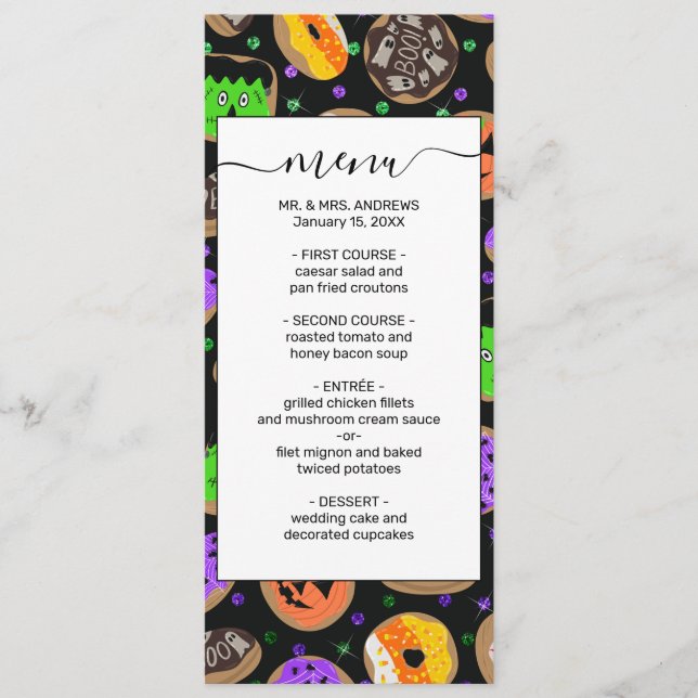 Menú Confetti, Purpurina de Guay, cute donuts Halloween (Anverso)