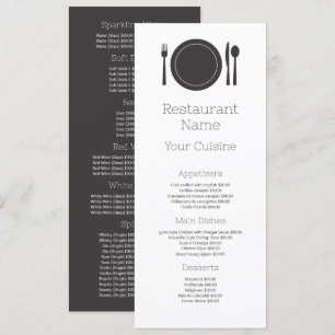 Menú Configuración de cena, restaurante minimalista