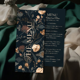 Menú Contemporary Black Floral Wedding Dinner