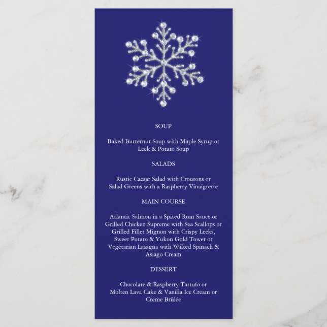 Menú copo de nieve de invierno (azul) (Anverso)