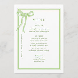 Menú Coquette Toile Green Bow Bridal Shower