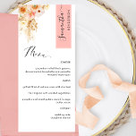 Menú Coral y Peach Rubor Personalizado con Nombre de in<br><div class="desc">¿Por qué gastar en las tarjetas de lugar y de menú cuando se puede tener un elegante menú todo en uno personalizado con cada nombre de invitado? Diseño contemporáneo, sencillo y elegante con exquisitos detalles florales acuáticos en una hermosa mezcla de melocotón, corales naranjas, rubor, polvorientos, crema y champán. Elementos...</div>