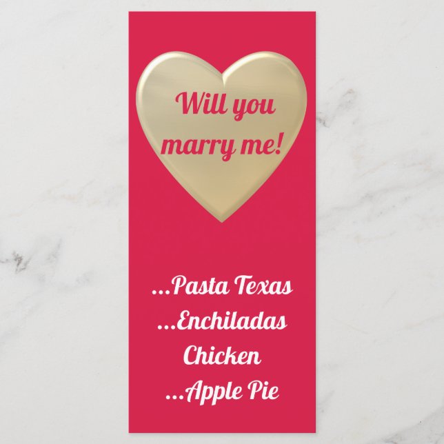 Menú corazones dorados (Anverso)