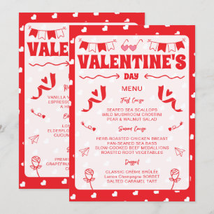 Menú Corazones Feliz Día de San Valentín Patrón de Amor