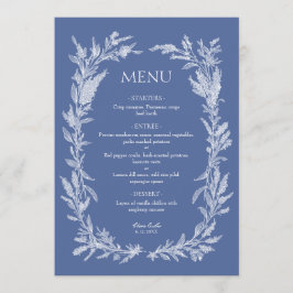 Menú Corona Botánica Boho Azul Polvo Boda