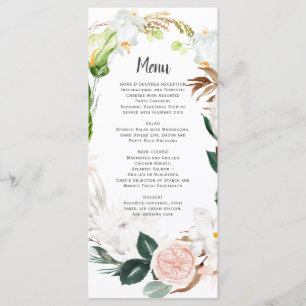 Menú Corona de boda tropical Lush Paradise White Blush