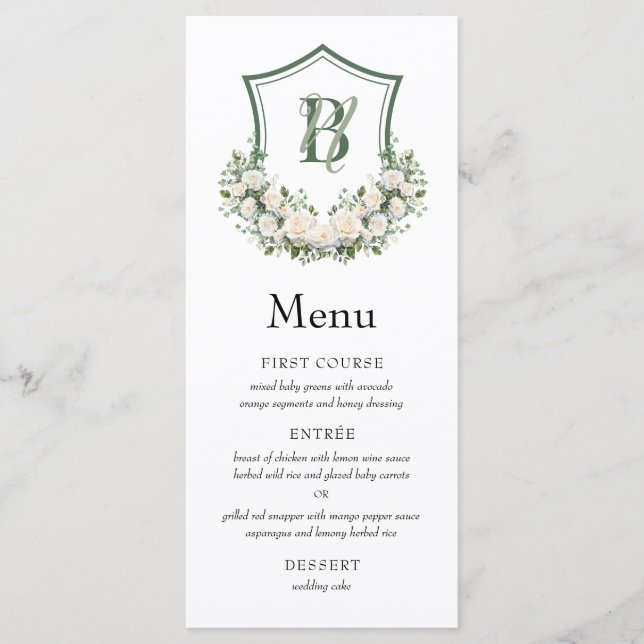 Menú Corona de flores blancas para boda (Anverso)