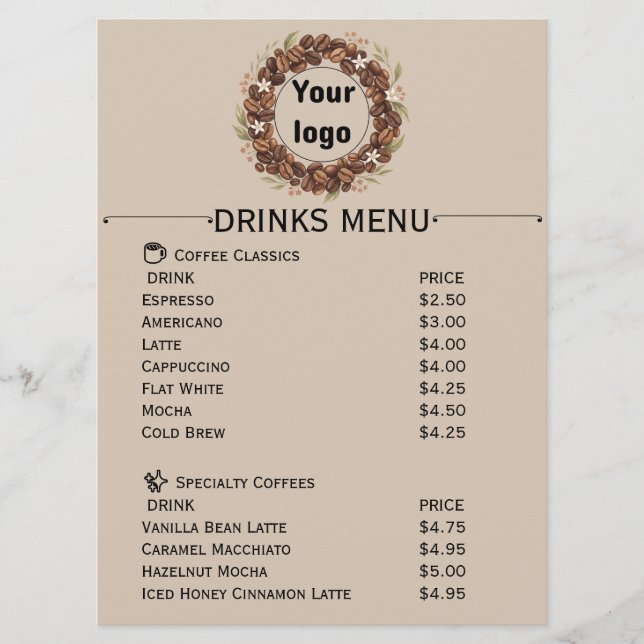 Menú Corona de Granos de Café Botánicos con Logo Person (Anverso)