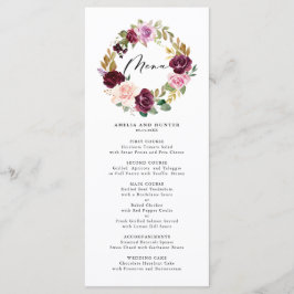 Menú Corona floral de boda otoñal romántica en color bu