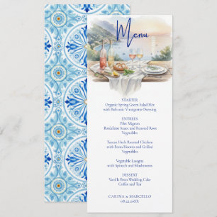 Menú Costa de Amalfi Amore Acuarela Italia Mar Boda