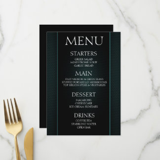 Menú Crea el tuyo - Evento minimalista negro y teal