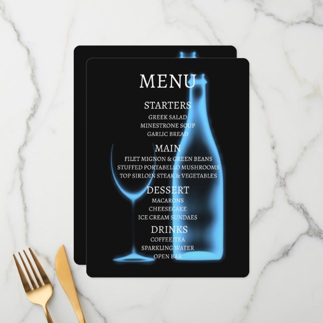 Menú Crea tu propio vaso de vino y botella de rayos X (Anverso/Reverso In Situ)